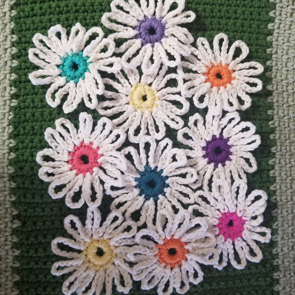 Crochet flower appliques
